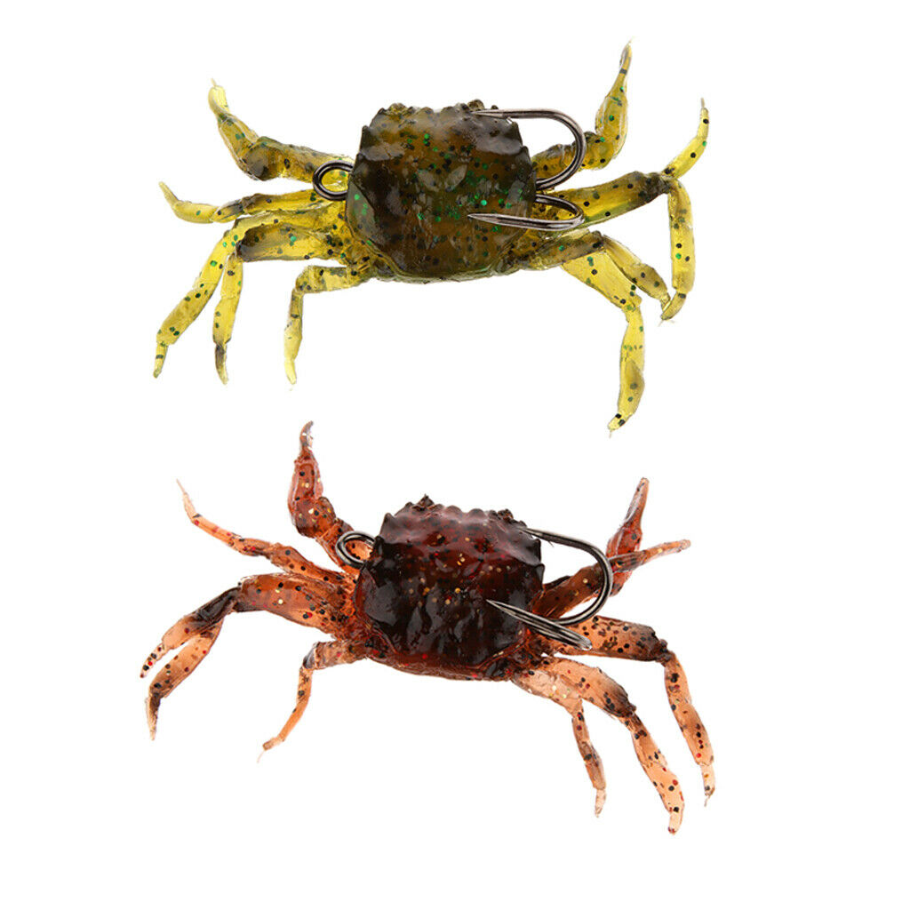 2Pcs Soft Crab Baits Lure Artificial With Hook Carp Fishing Lure Brown&Green
