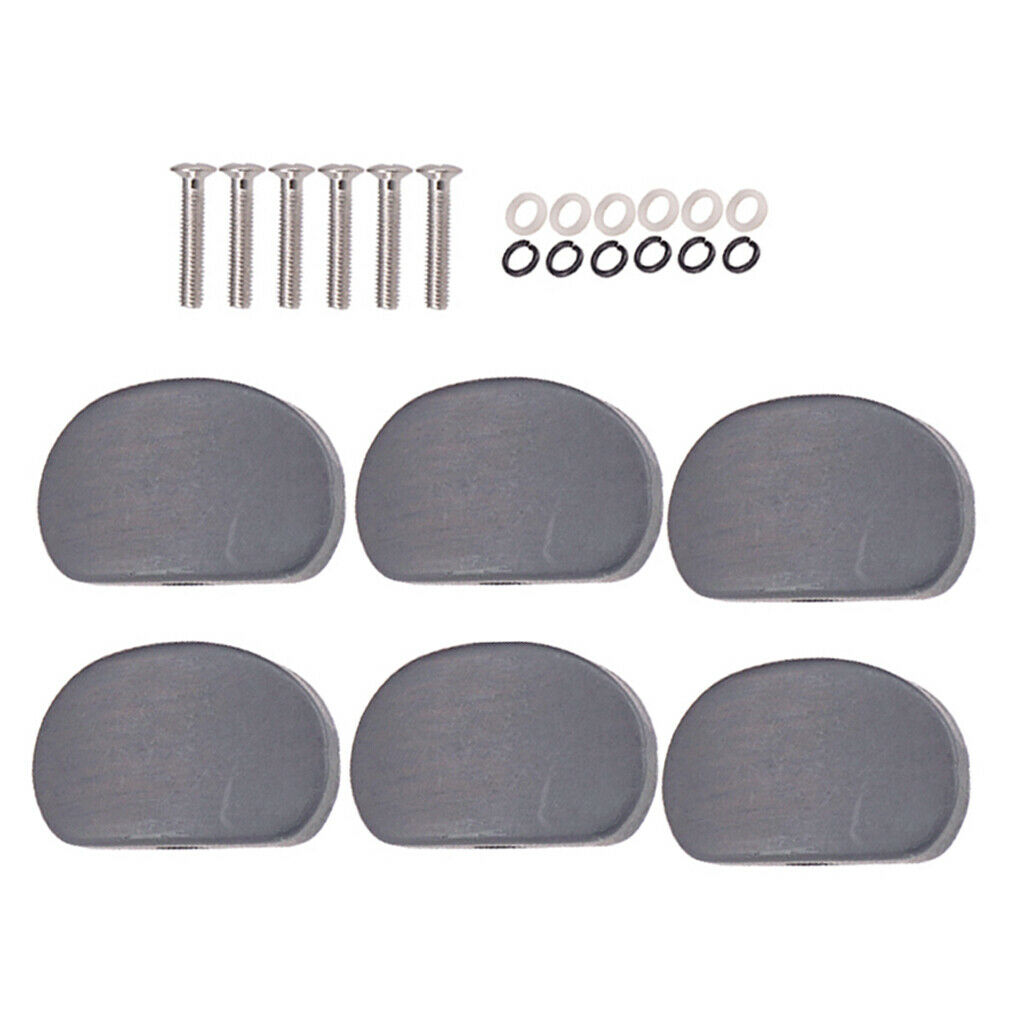 6 Pieces Ebony Tuning Pegs Keys Handle Knobs Buttons Oval Shape with Screws