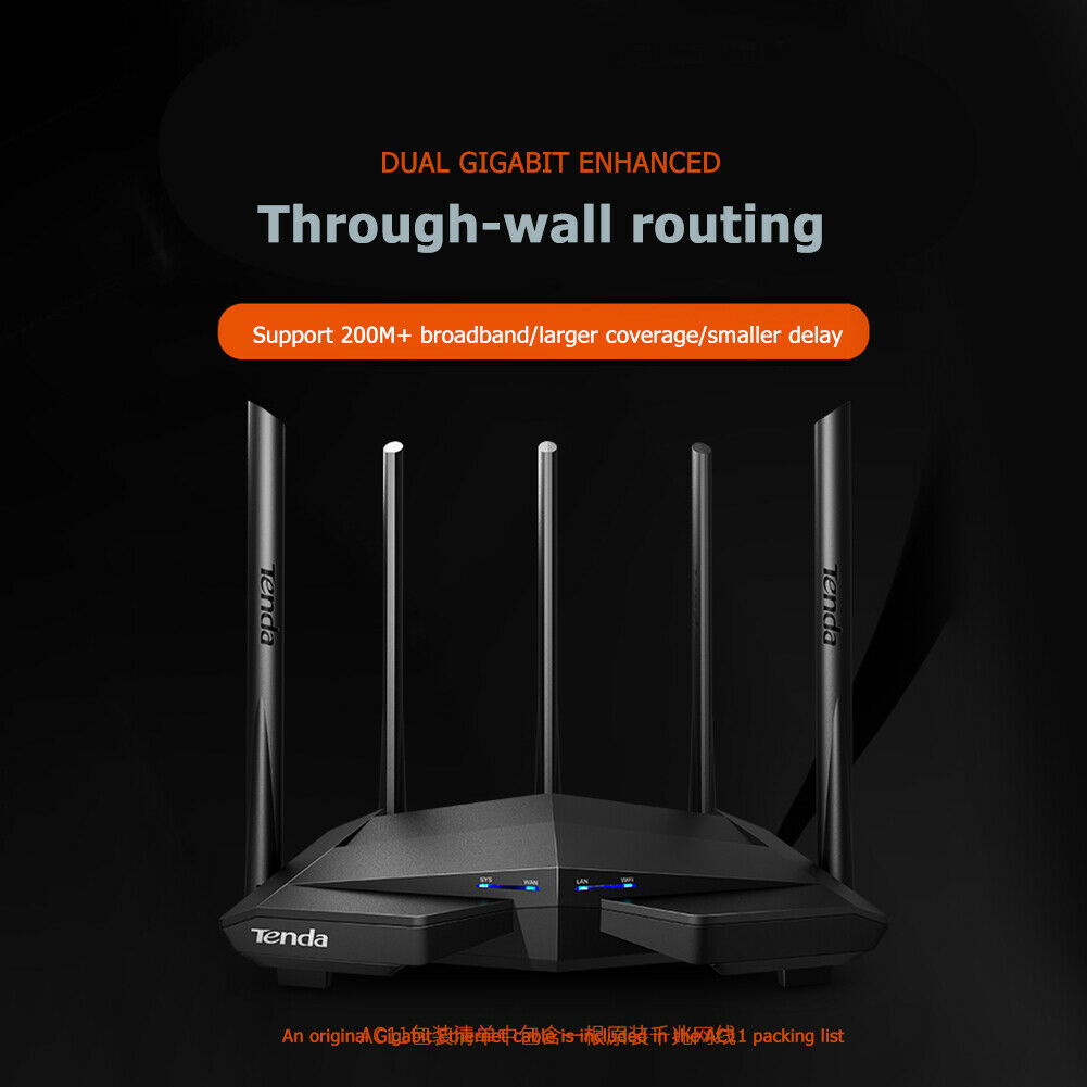 Tenda AC11 2.4+5G Wireless Router 1200M 5x6dBi Antennas Dual-Band Repeater
