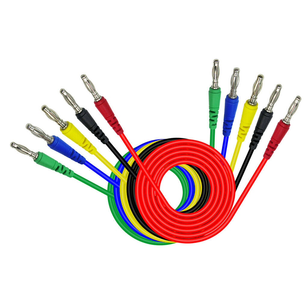 15 Pcs/5 Colors 4mm Banana to Banana Plug Test Cable Set f/ Multimeter (1M)