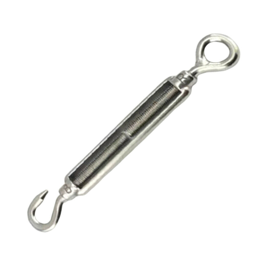304 Stainless Steel DIN1480 Eye Hook Turnbuckle Wire Rope Cable Tension 8mm