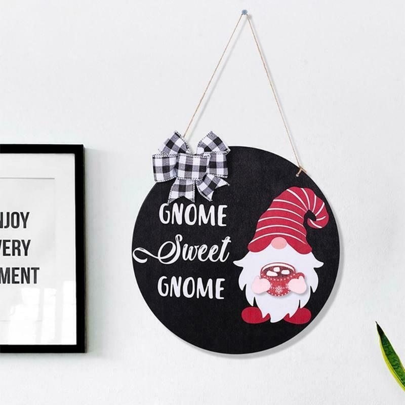 Interchangeable Seasonal Gnome Sweet Gnome Sign Front Door Decor Wooden Hanger