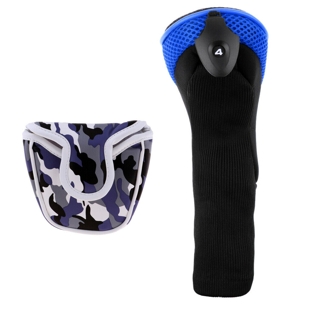 2Pcs Multi-function Golf Mallet Putter Head Cover Headcover Protector Bag Gear