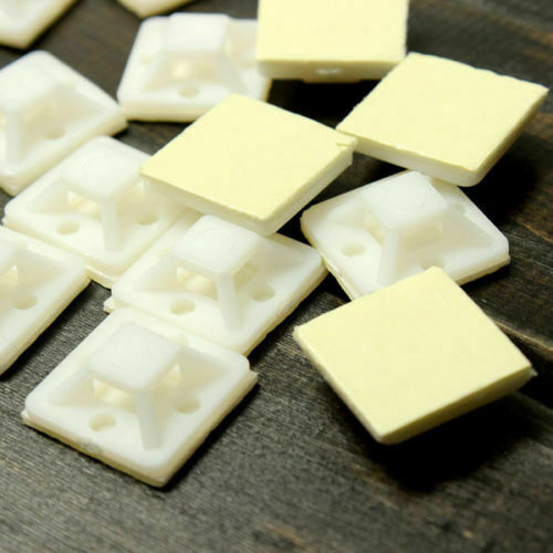 100pcs Self Adhesive Cable Wire Zip Tie Mounts Mounting Base Wall Clamp 20*20mm