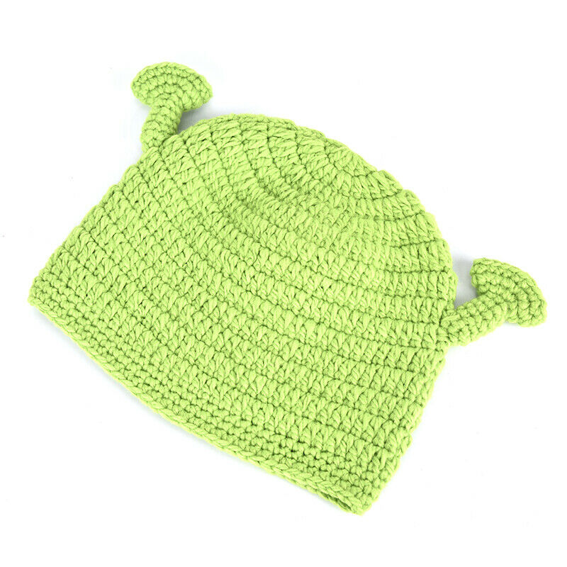 Unisex Balaclava Monster Shrek Wool Winter Knitted Hats Green Party Funny C Gy
