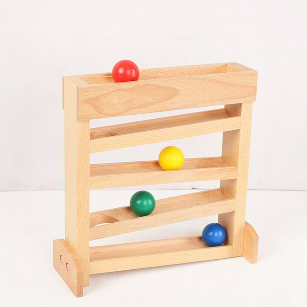 5 Layers Wooden Ball Ramp Racer with 4 Balls Montessori Toys for Toddlers