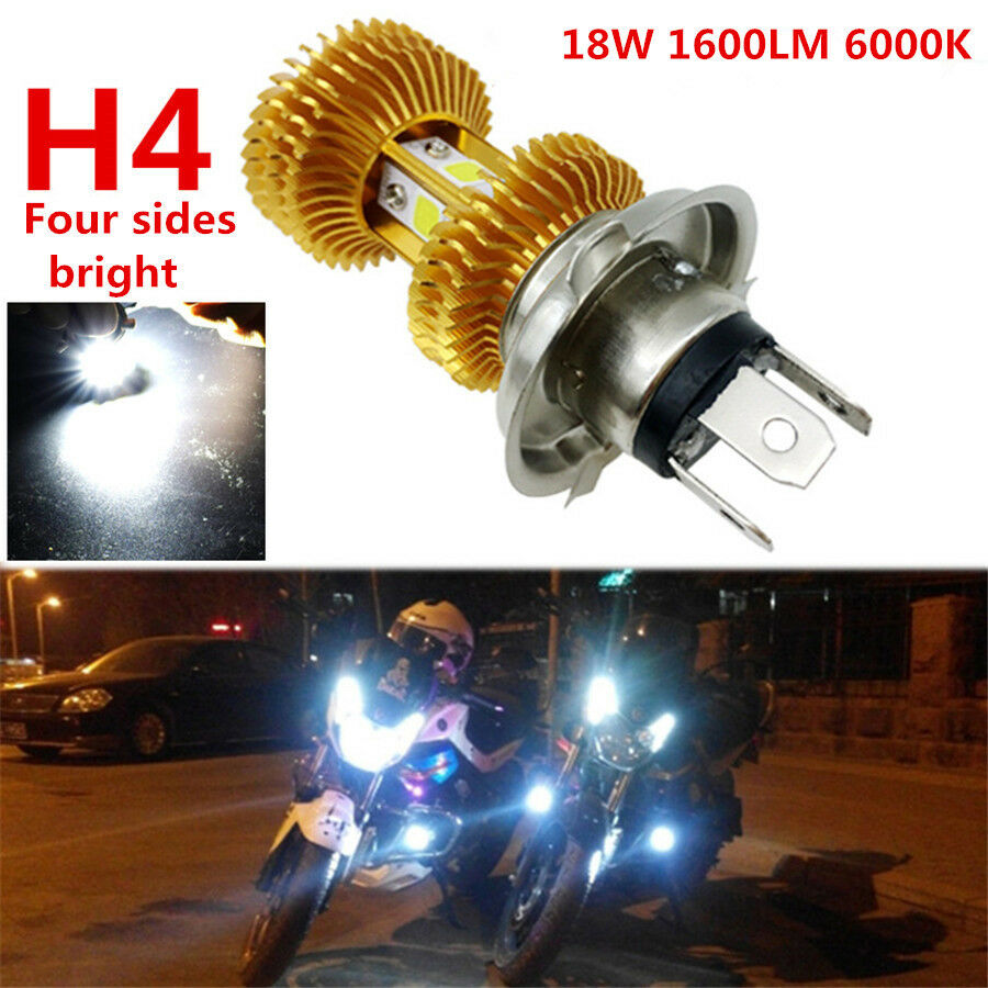 H4 18W Four Side Bright LED Motorcycle Headlight 1600LM Hi/Low Beam Front Blub
