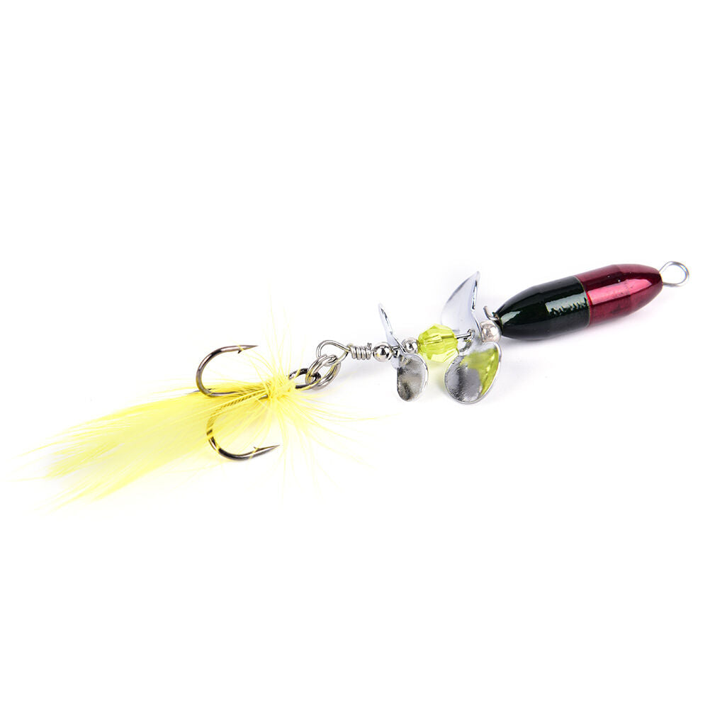 2PCS Long Casting Spinner Bait Metal Fishing Lure w/ Double Tail Propeller、NBDD