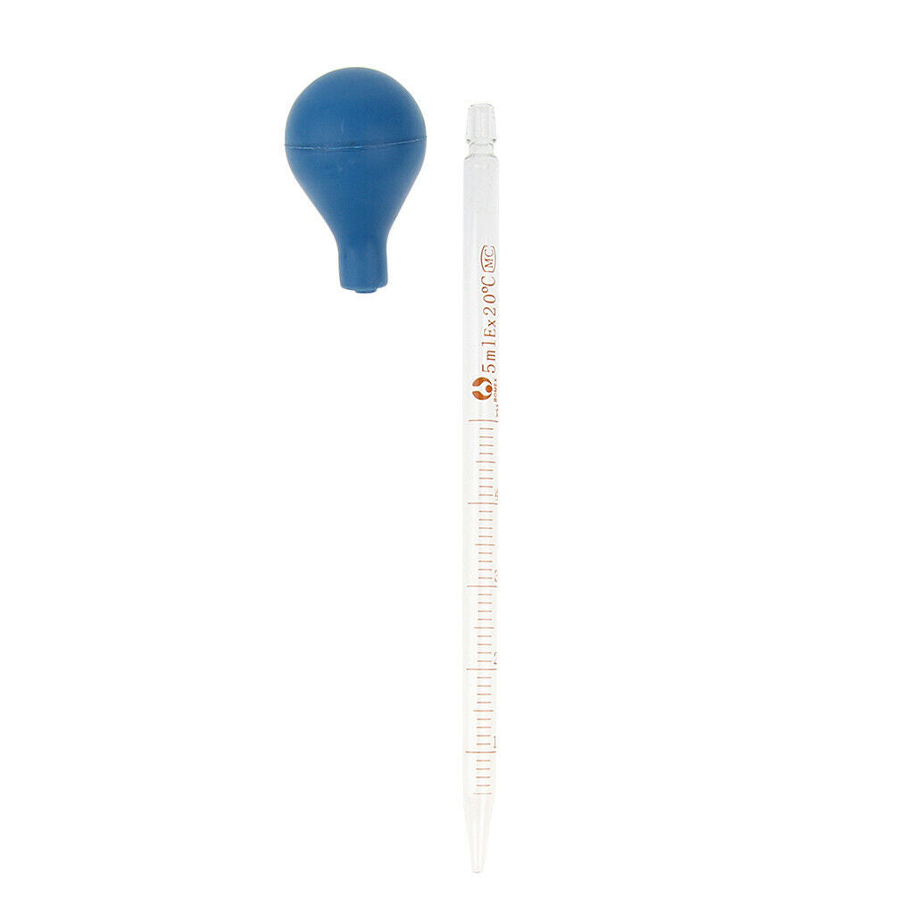 2 PCS 3ml 5ml Glass Pipette with Rubber   Lab Chemistry Dropper School