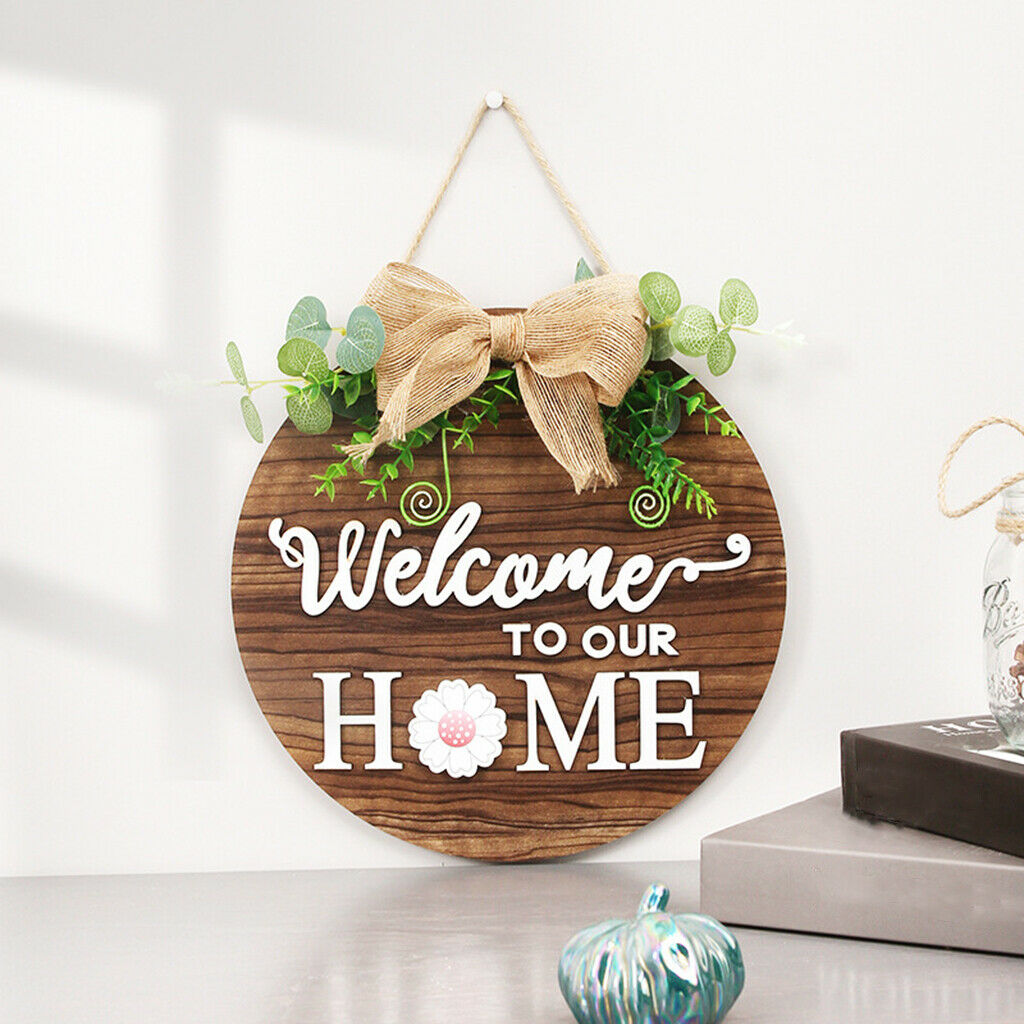 Welcome Sign Home Decorative Hanging Sign Pendant Wall Wreath Spring Decor