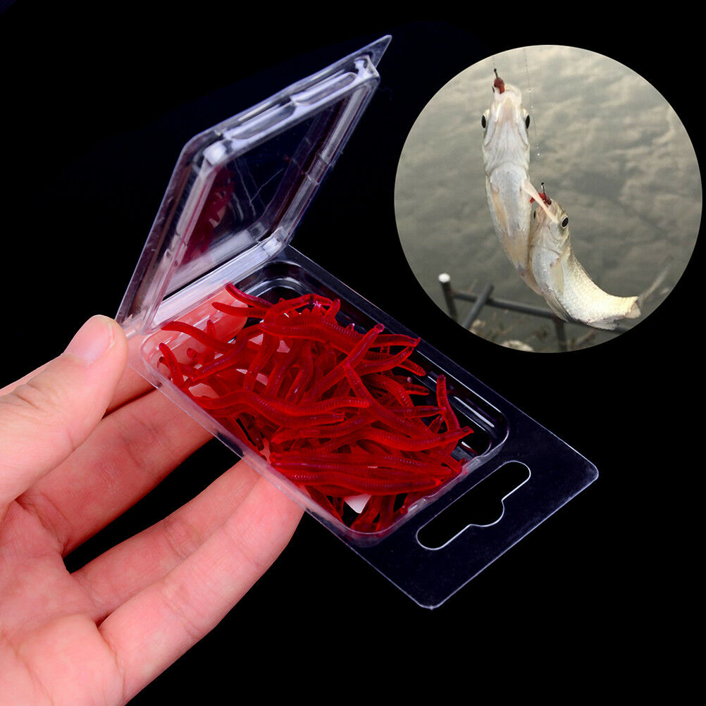 50X Soft Lure Fishing Simulation Earthworm red Worms Artificial Fishinglu.l8