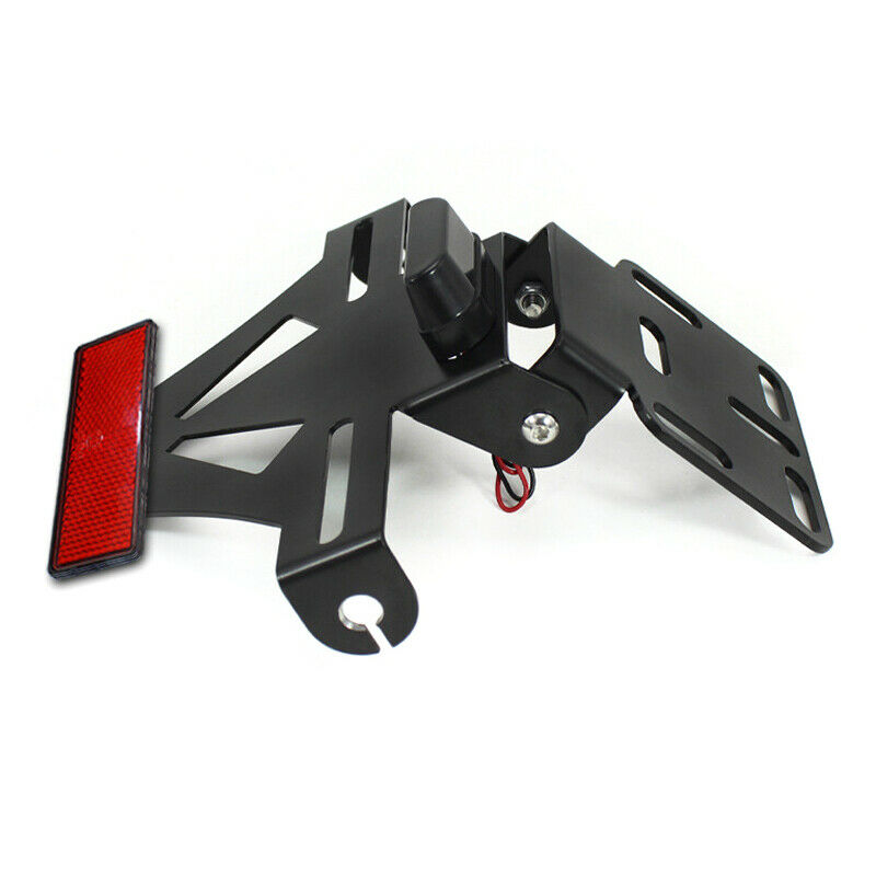 Motorcycle Bikes Red Reflective Stop Light Bracket w/ License Plate Lamp Holder