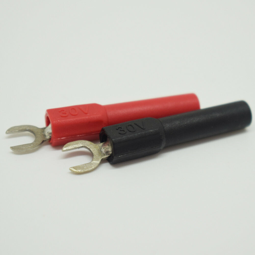 5pairs R + B 30V 4mm Banana Female Jack to 4.3mm Spade Fork Adapter Converter