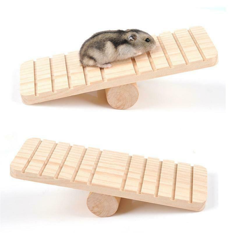 Hamster Wood Teeterboard for Small Pets Exercise Chew Toys for Dwarf Hamsters