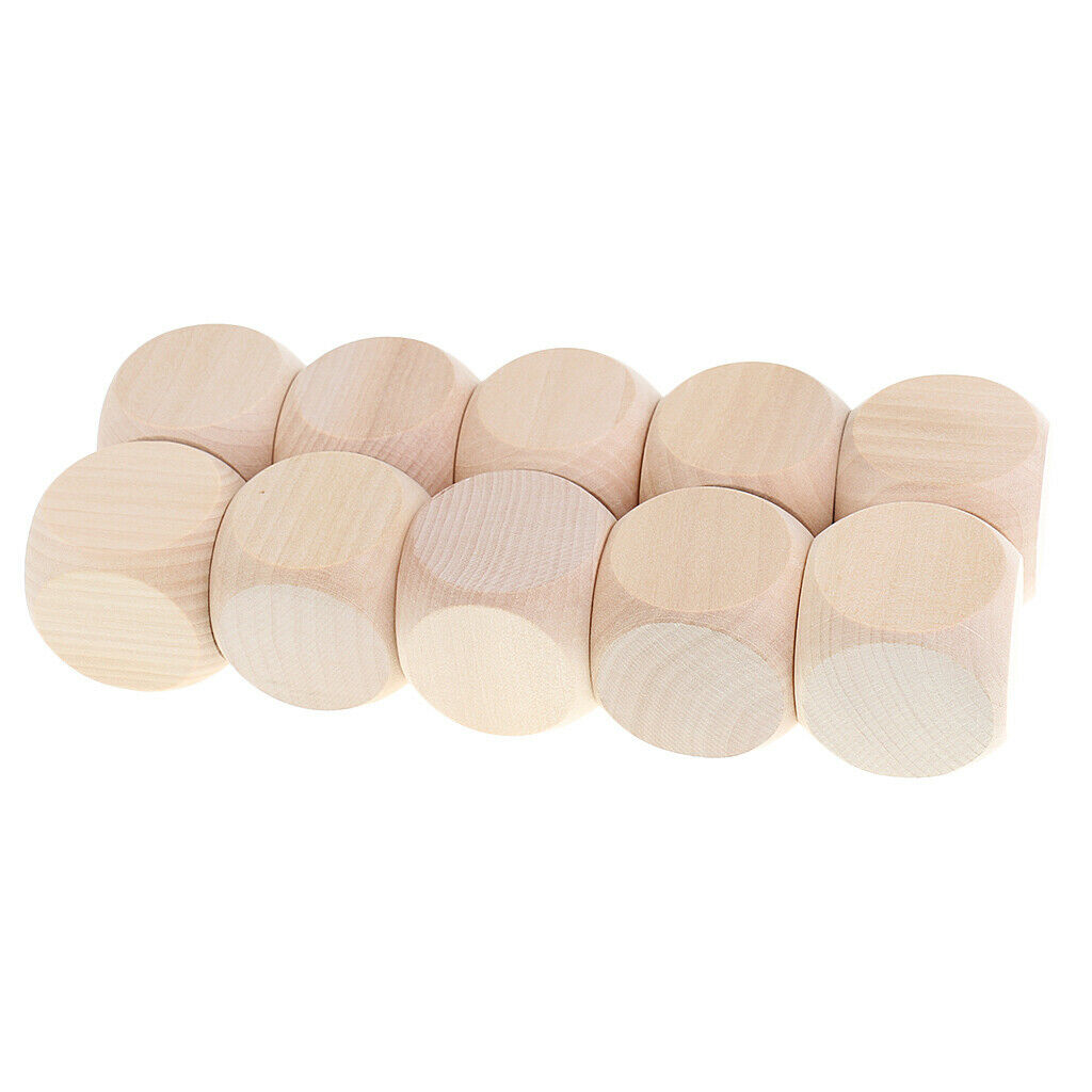 10pcs Wooden Blank D6 Dice for Dungeons and Dragon RPG MTG Board Games DIY