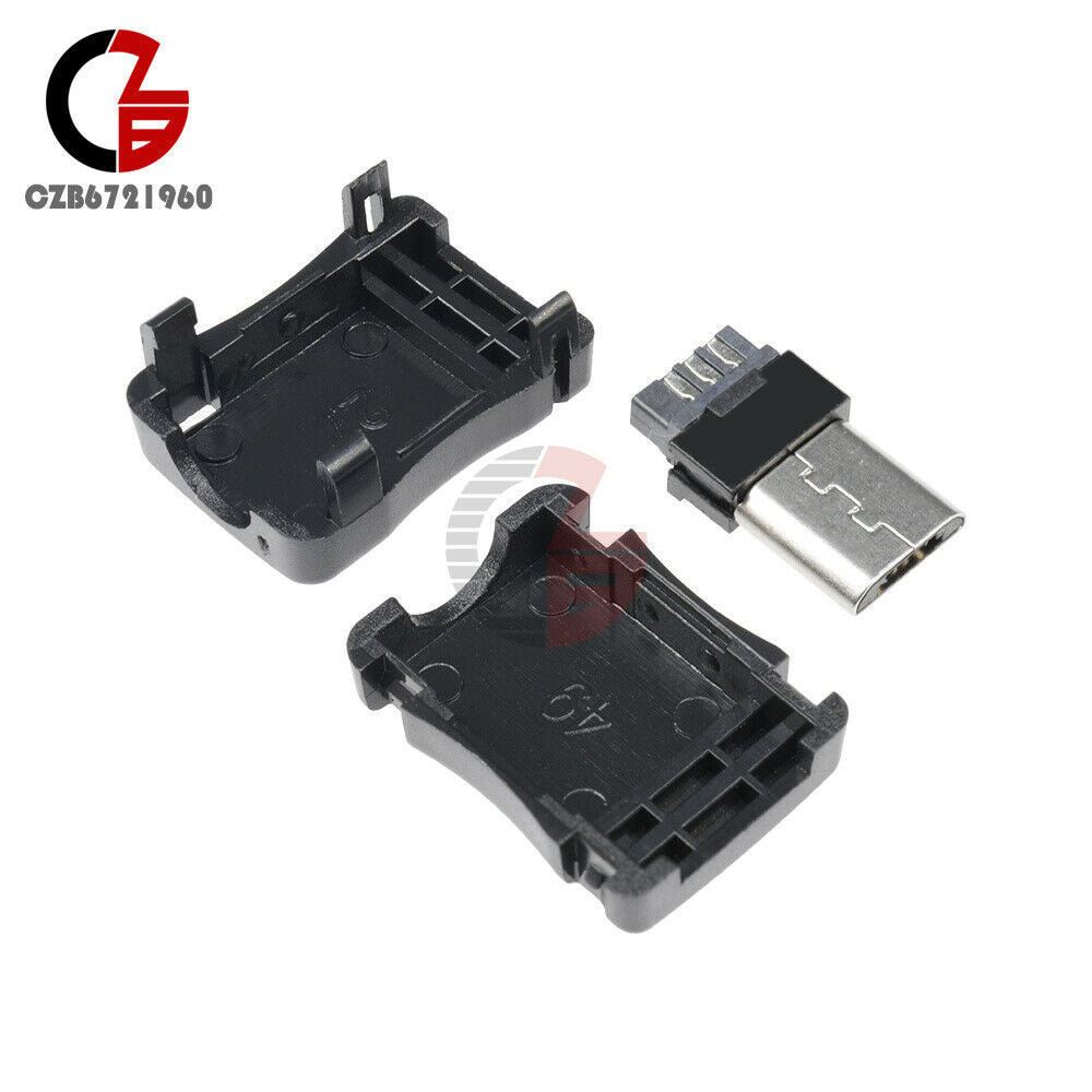 10Pcs Micro USB 5 Pin T Port Male Plug Socket Connector&Plastic Cover