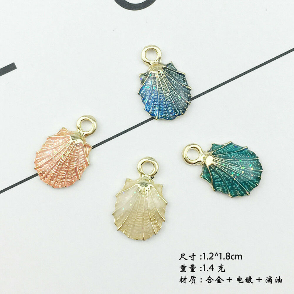 13Pcs Enamel Conch Sea Shell Pendant DIY Charms Jewelry Making Handmade Findings