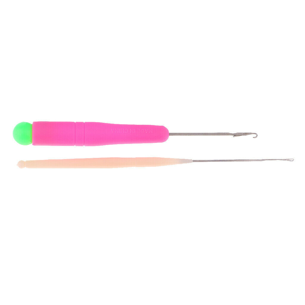 2x Latch Hook Crochet Weaving Needle Hair Extension Knitting Interlock Tools