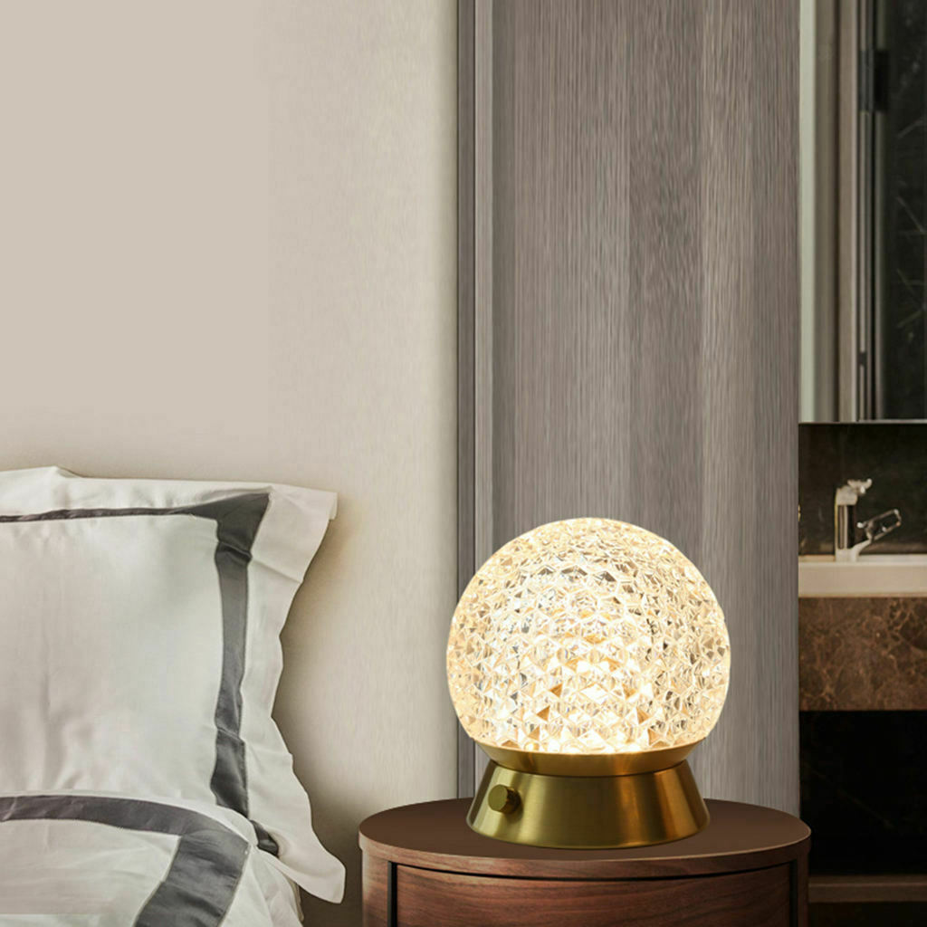 Crystal Desk Lamp Craft Rechargeable Dimmable Decor for NightStand Bedroom