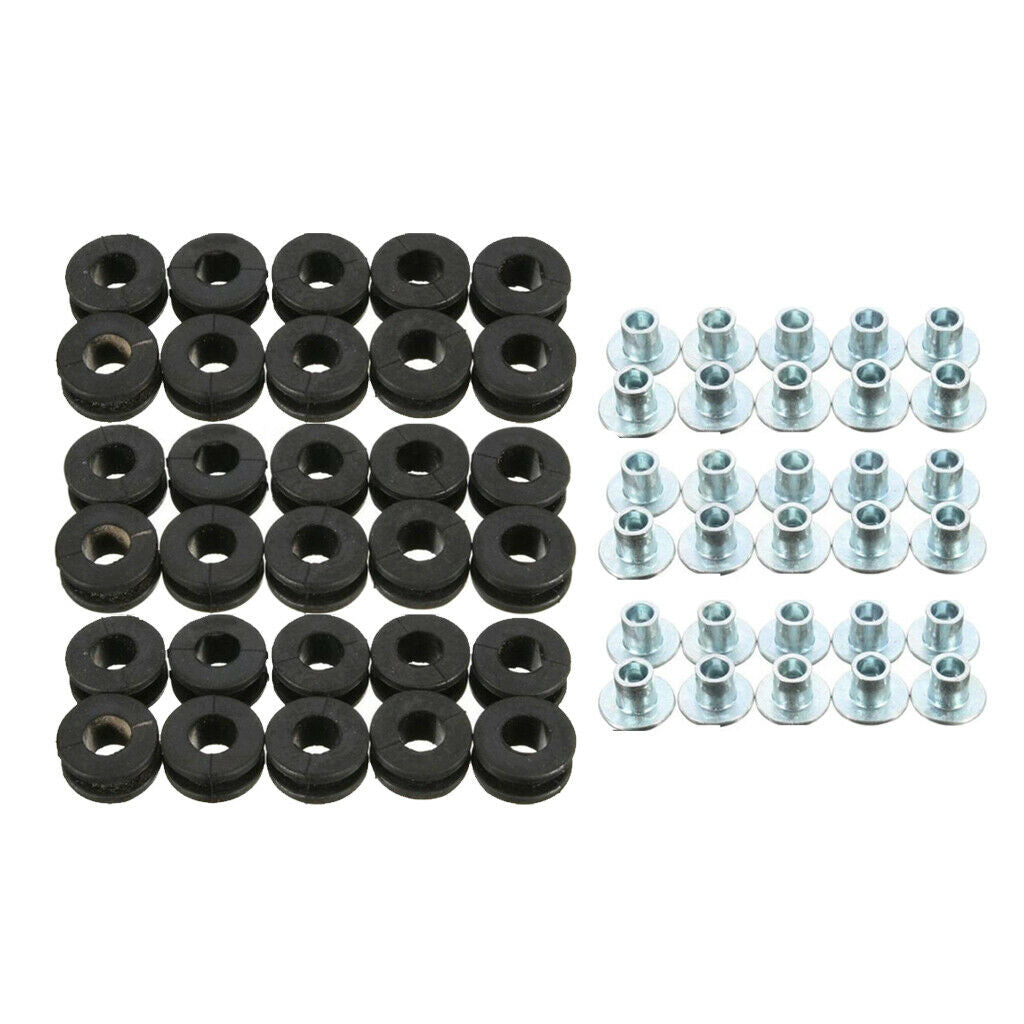 Set of 30 Universal Motorcycle Rubber Grommets For Fairing Spare Accessory