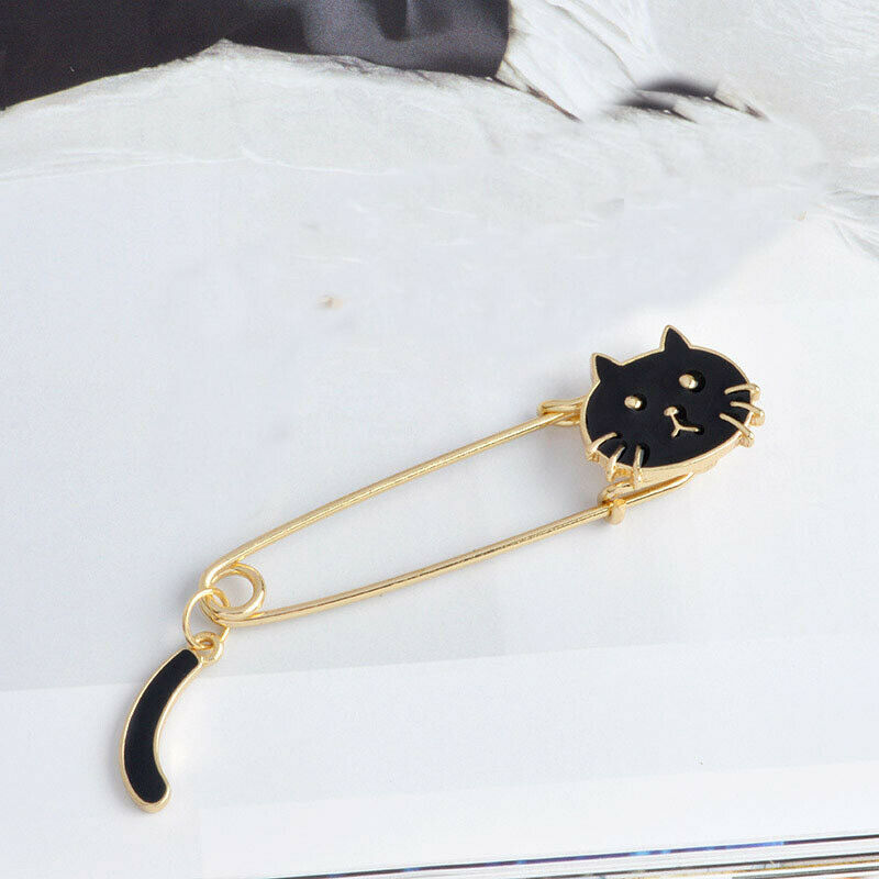 Prettyia 2pcs Women Kilt Pin Animal Cat Brooch Large Safety Pins Charming enamel