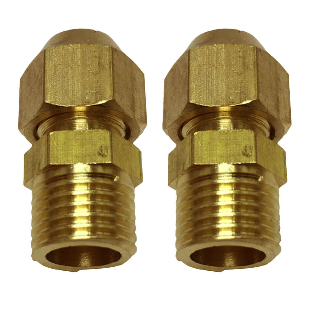 2 Pcs 1/4in Male Threaded Straight Connector Adapter Compression Plumbing