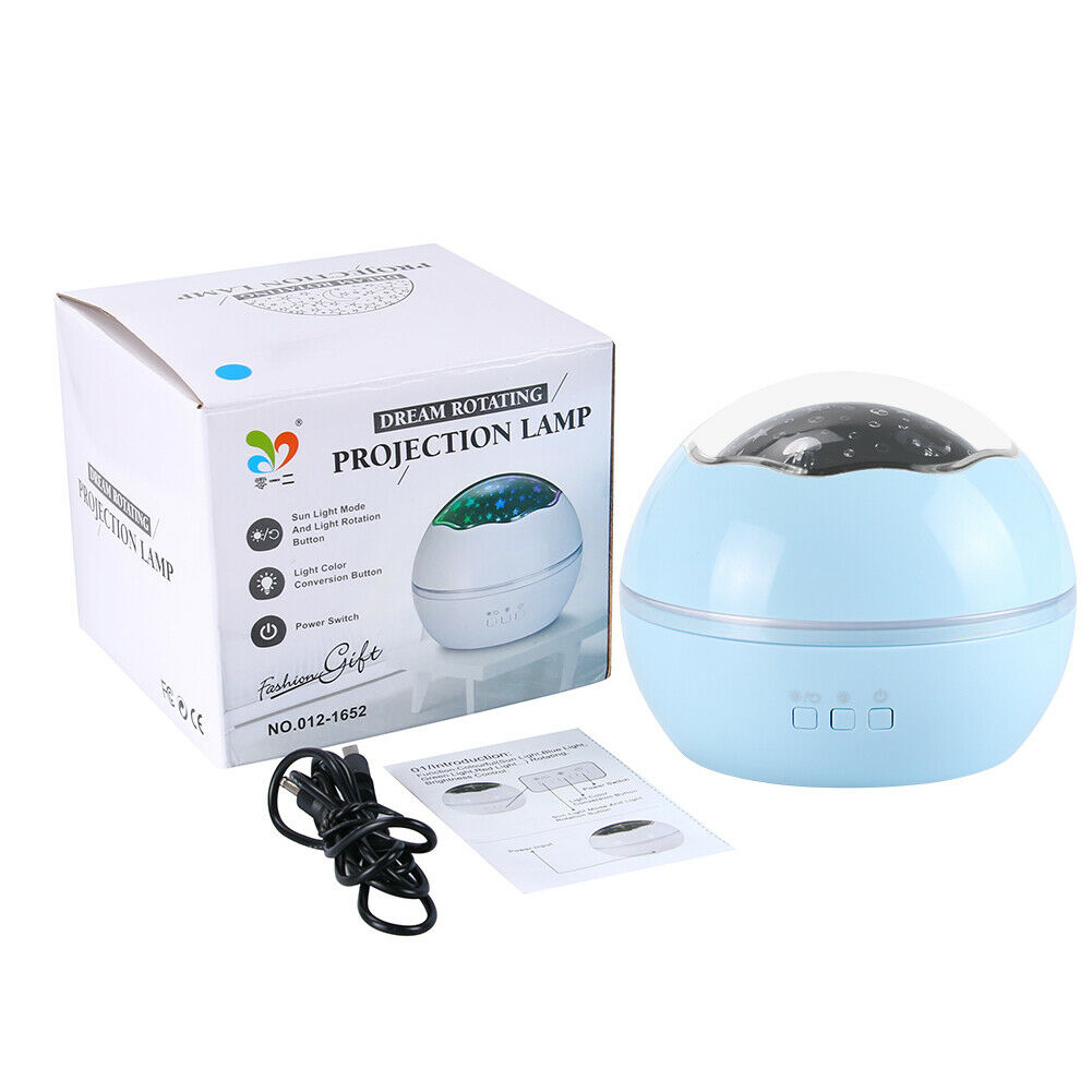 USB Rotation Starry Star Sky Romantic Moon Room Night Light Lamp Projector
