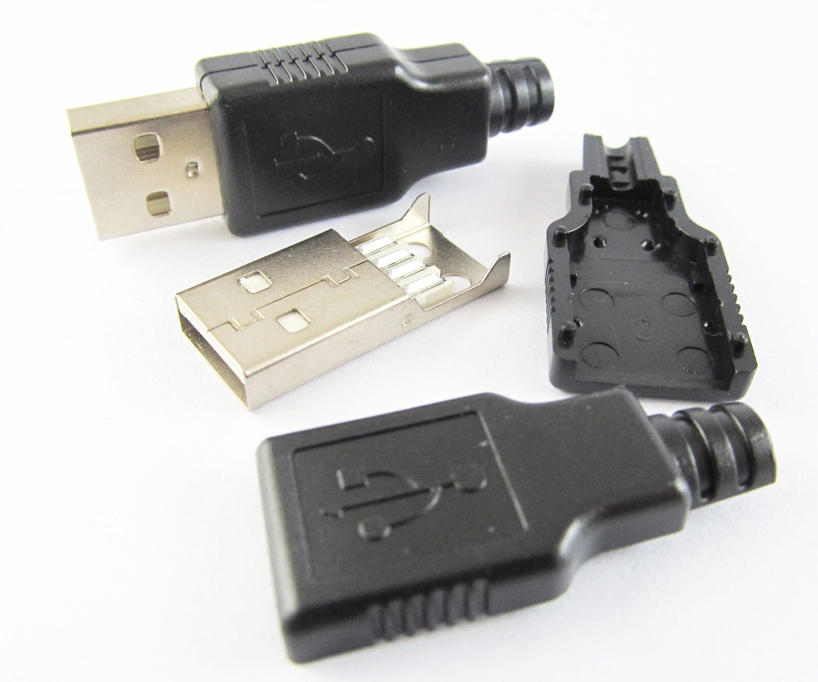 10sets A Type USB 2.0 USB 4Pin Male Plug Socket Connector with Plastic Cover