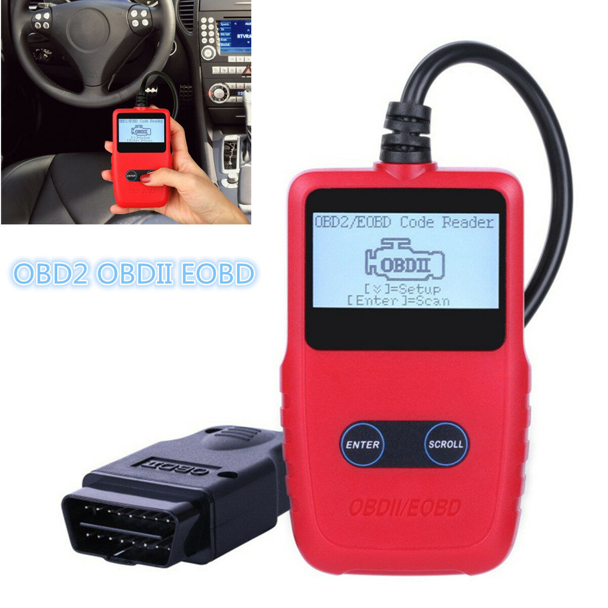 Portable OBD2 OBDII EOBD Car Fault Code Reader Scanner Engine Diagnostic Tool