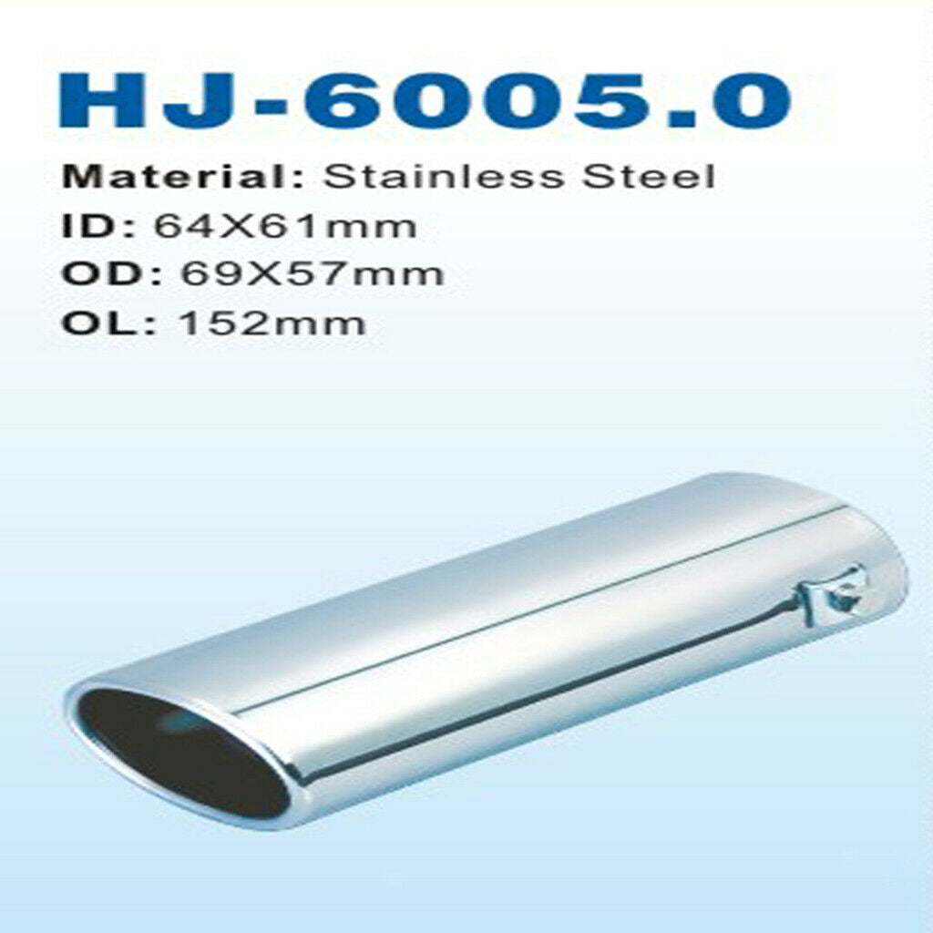 64mm Stainless Steel Car SUV Exhaust Muffler Tip 152mm