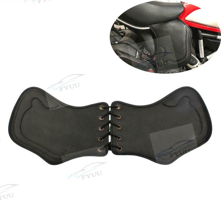 Black For Kawasaki Sportster Suzuki Yamaha Leather Heat Saddle Shield Deflector