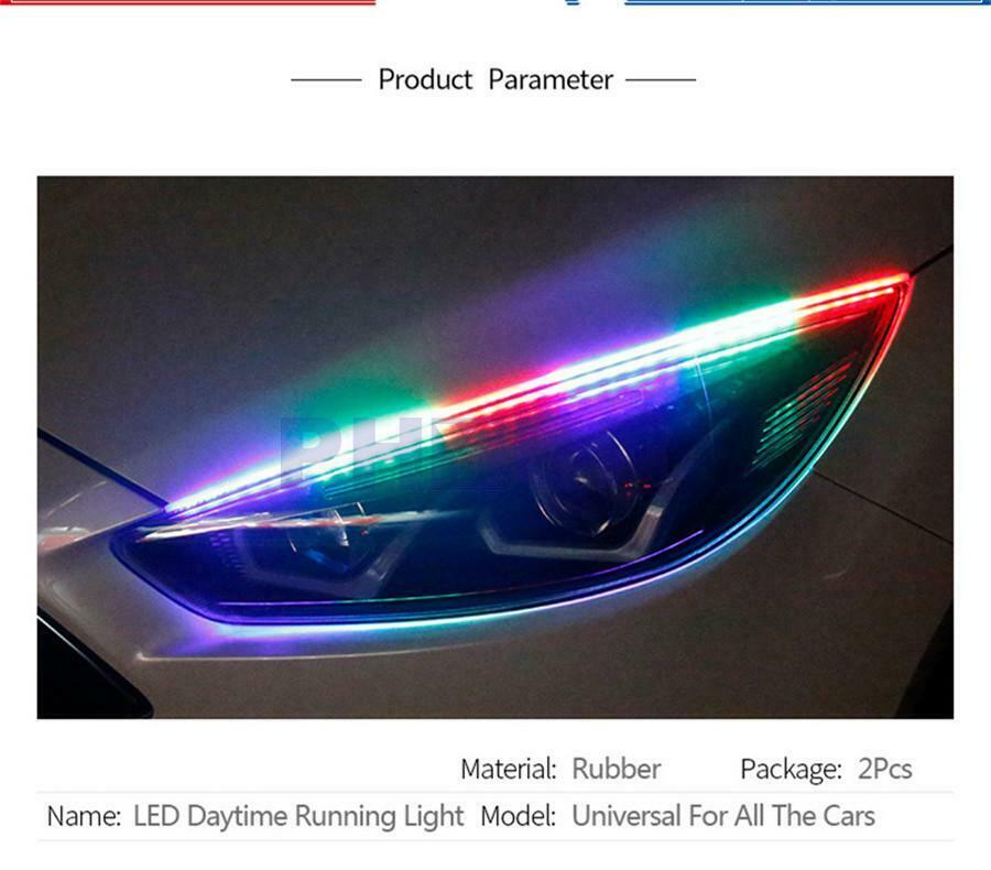 2PC 45CM LED Daytime Running Light DRL RGB Color Bluetooth Control Turning Lamp