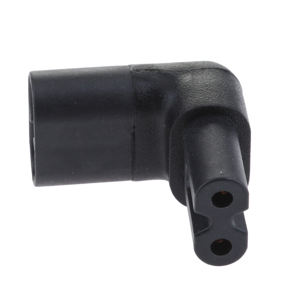 IEC320 C8 to C7 90 degree upward angled right angle AC power adapter.