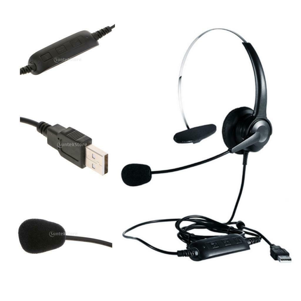Call Center Monaural USB Headset with Mic Volume Control for Computer PC