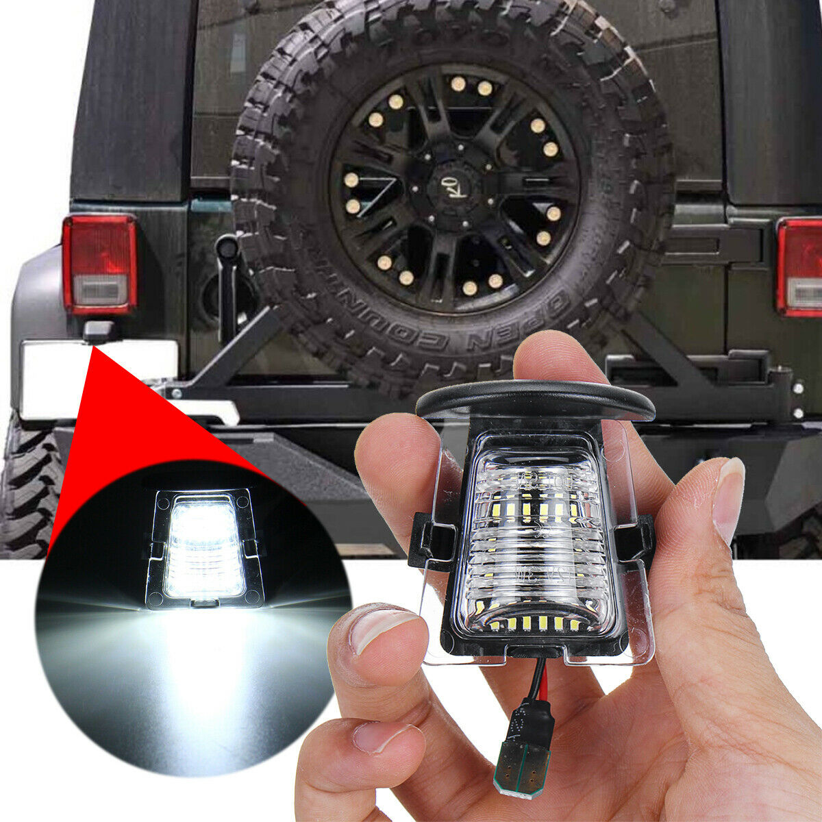 2PCS License Plate Rear Lights LED Lamps for 07-18 Jeep Wrangler JK JKU Lamp