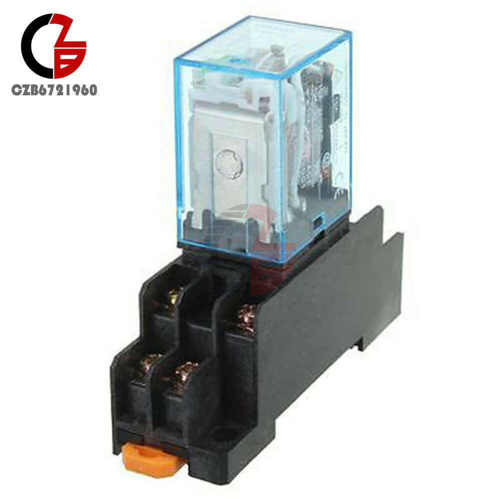 DC 12V Coil Power Relay LY2NJ 8 Pin HH62P-L JQX-13F10A 250V AC with Socket Base