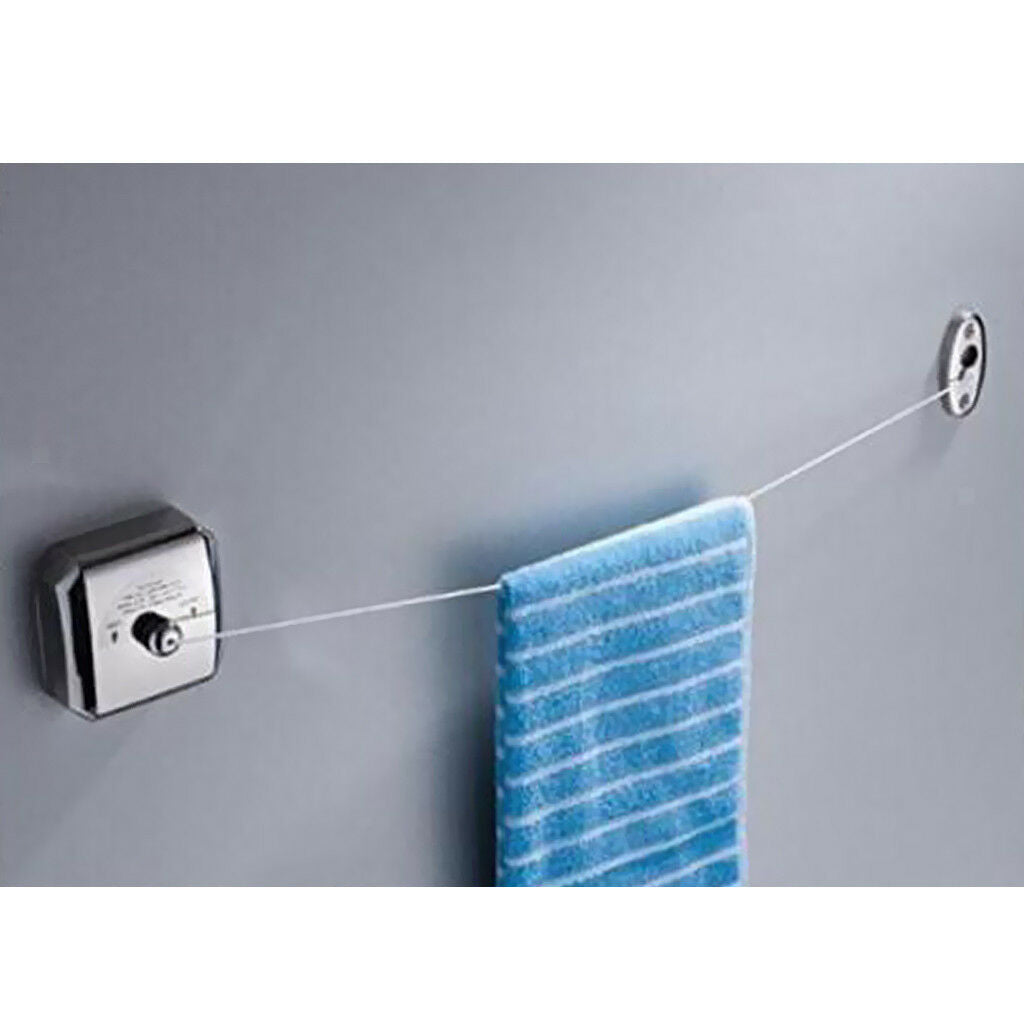 Retractable Steel Clothesline Cloth String Rope Bathroom Drying Rack 4m