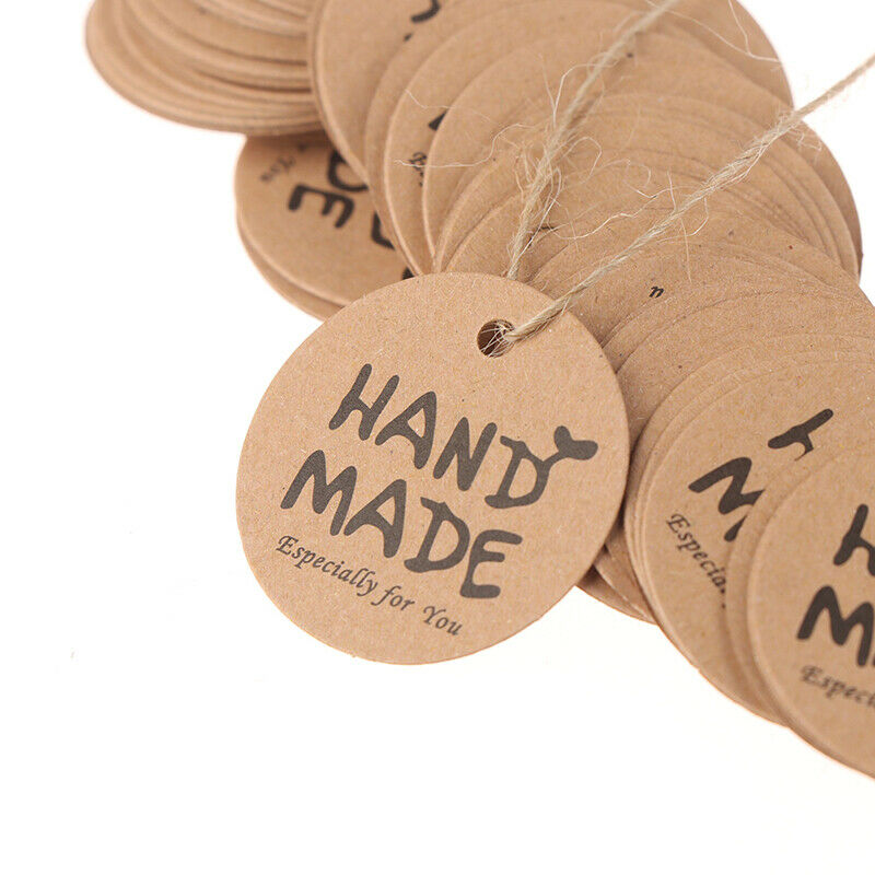 100PcsKraft Paper Hang Tag Handmade pattern Label For Gift Tagging Packag.l8