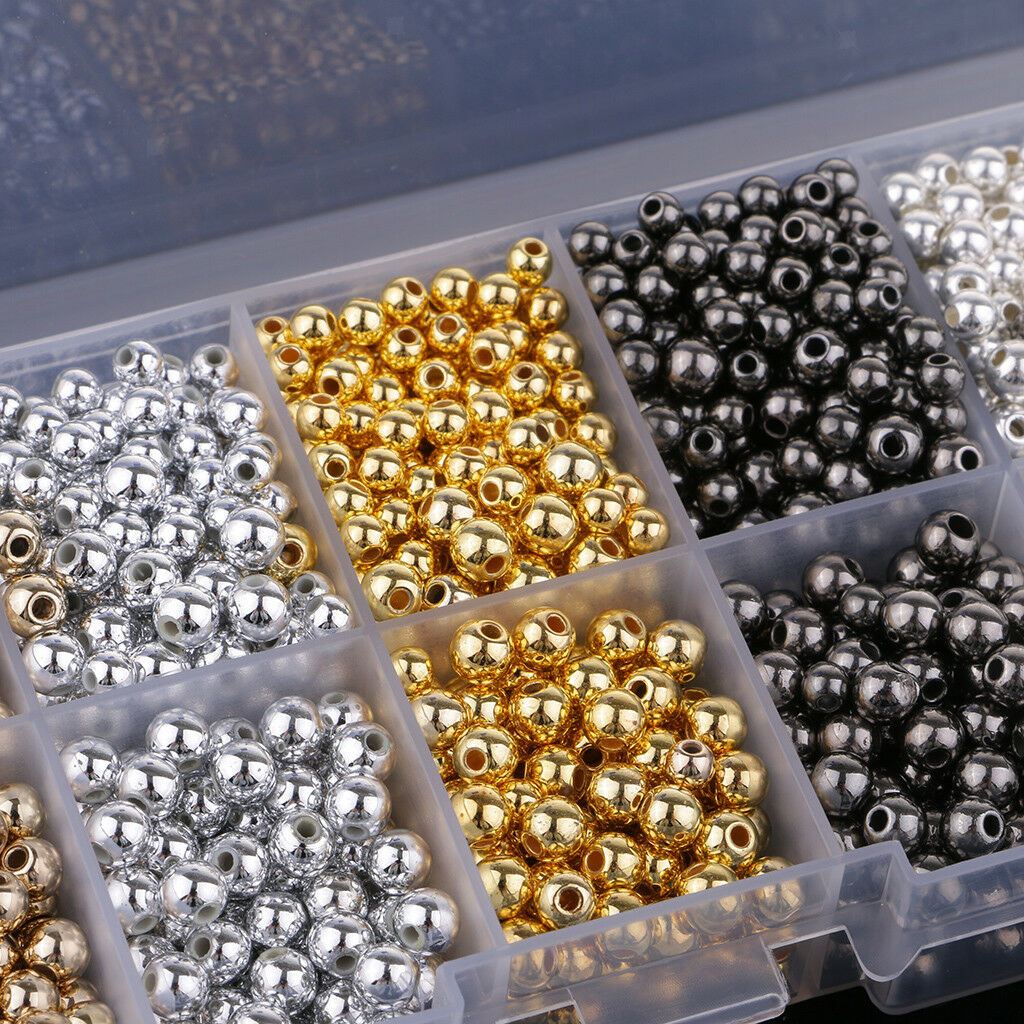 1500PCS Plastic CCB Beads Round Loose Spacer Beads Sets For Jewelry Making