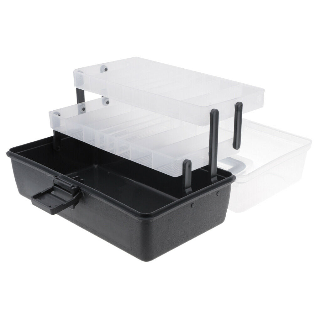 2 Tray Cantilever Fishing Tackle Box Baits Case With Individual Compartments
