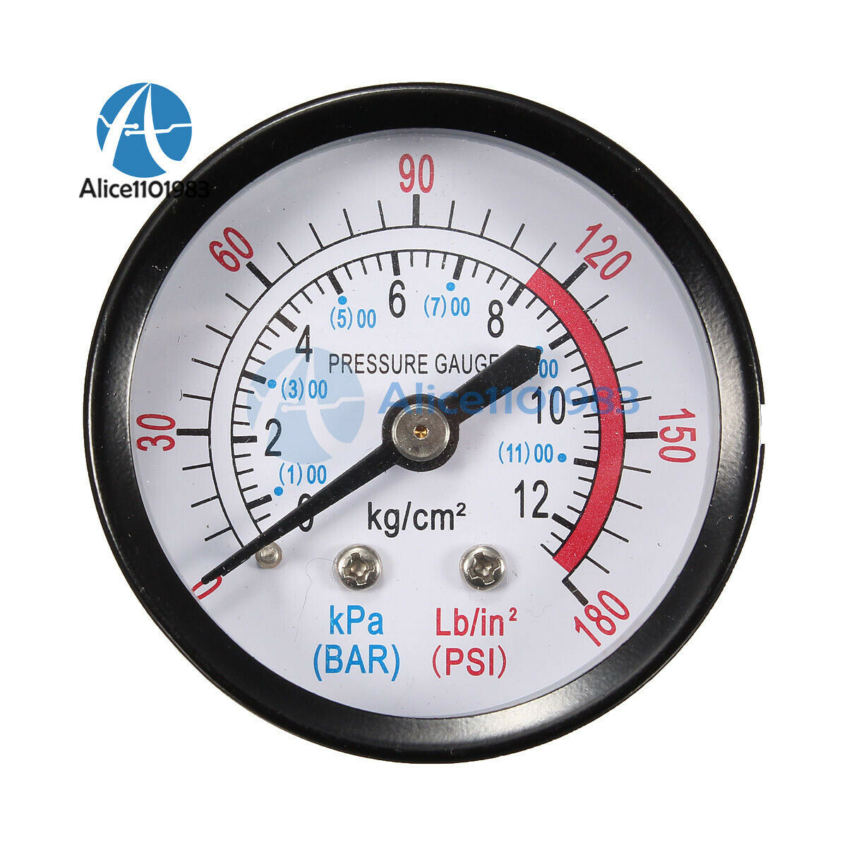1/4 BSP Air Compressor Male Threaded 0-180PSI 0-12Kg/cm2 Pressure Gauge