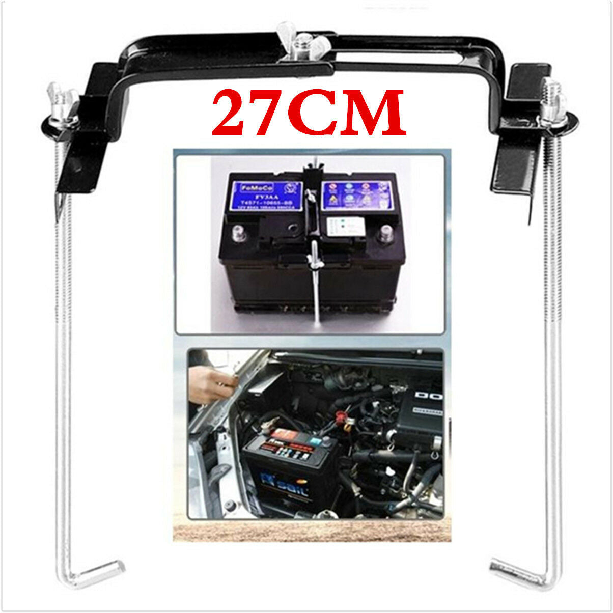 Auto Truck Storage Battery Holder Adjustable Stabilizer Metal Rack Bracket Stand
