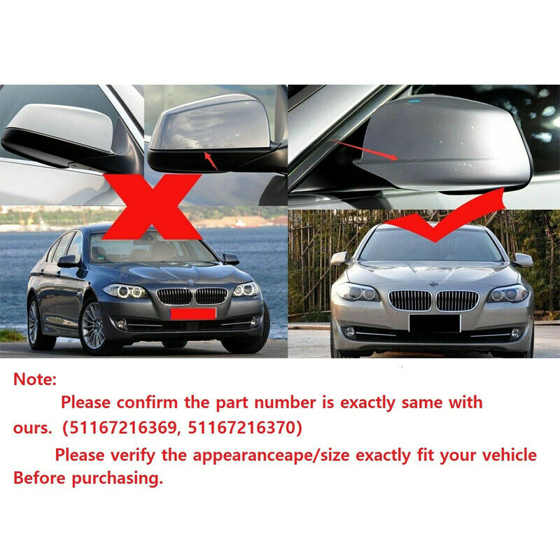 Carbon Fiber Door Side Wing Mirror Cover Caps For BMW 5 Series F10 2011-2013