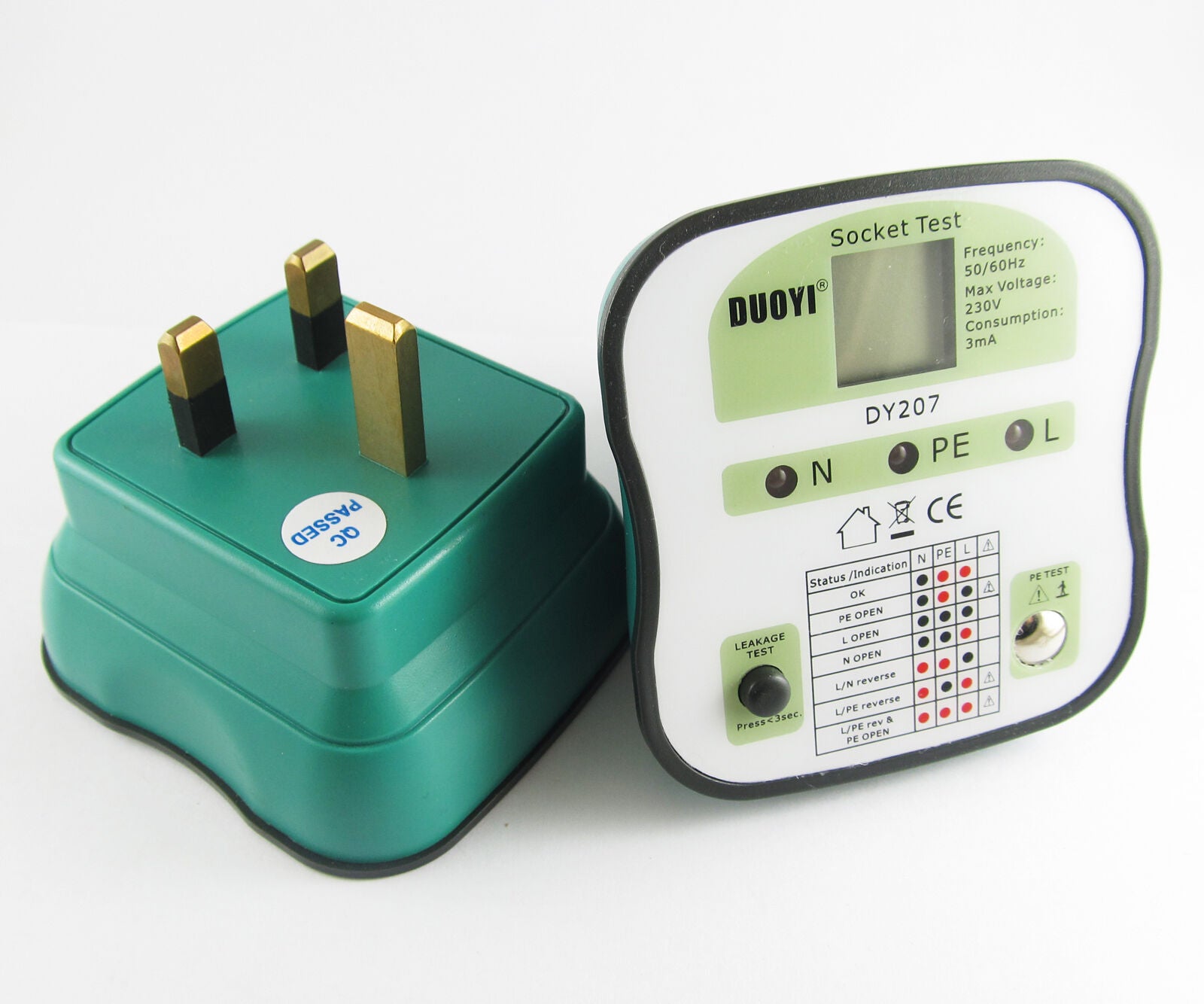 1pc NEW DUOYI DY207 Electrical Socket Tester RCD Plug ( UK ) Europe Version