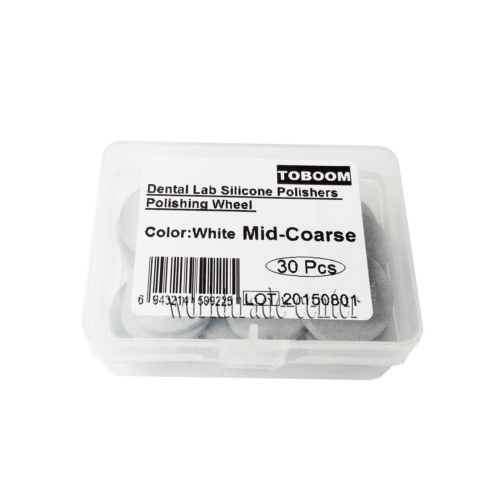 30Pcs White Mid-Coarse TOBOOM Dental Polishing Wheels Silicone Rubber Polishers