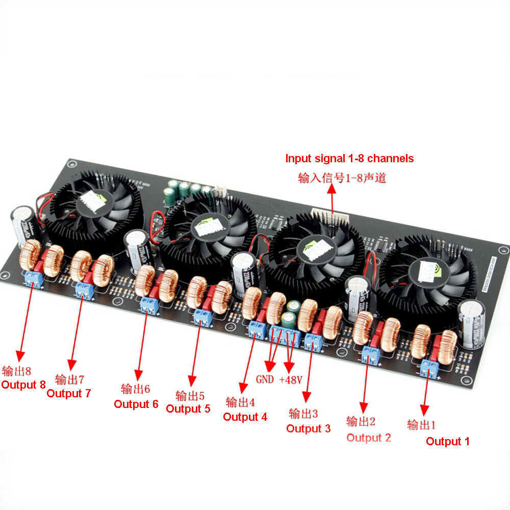 Class D High Power 8X300W Power Amplifier Board TPA3255 8-Channel Digital Fan