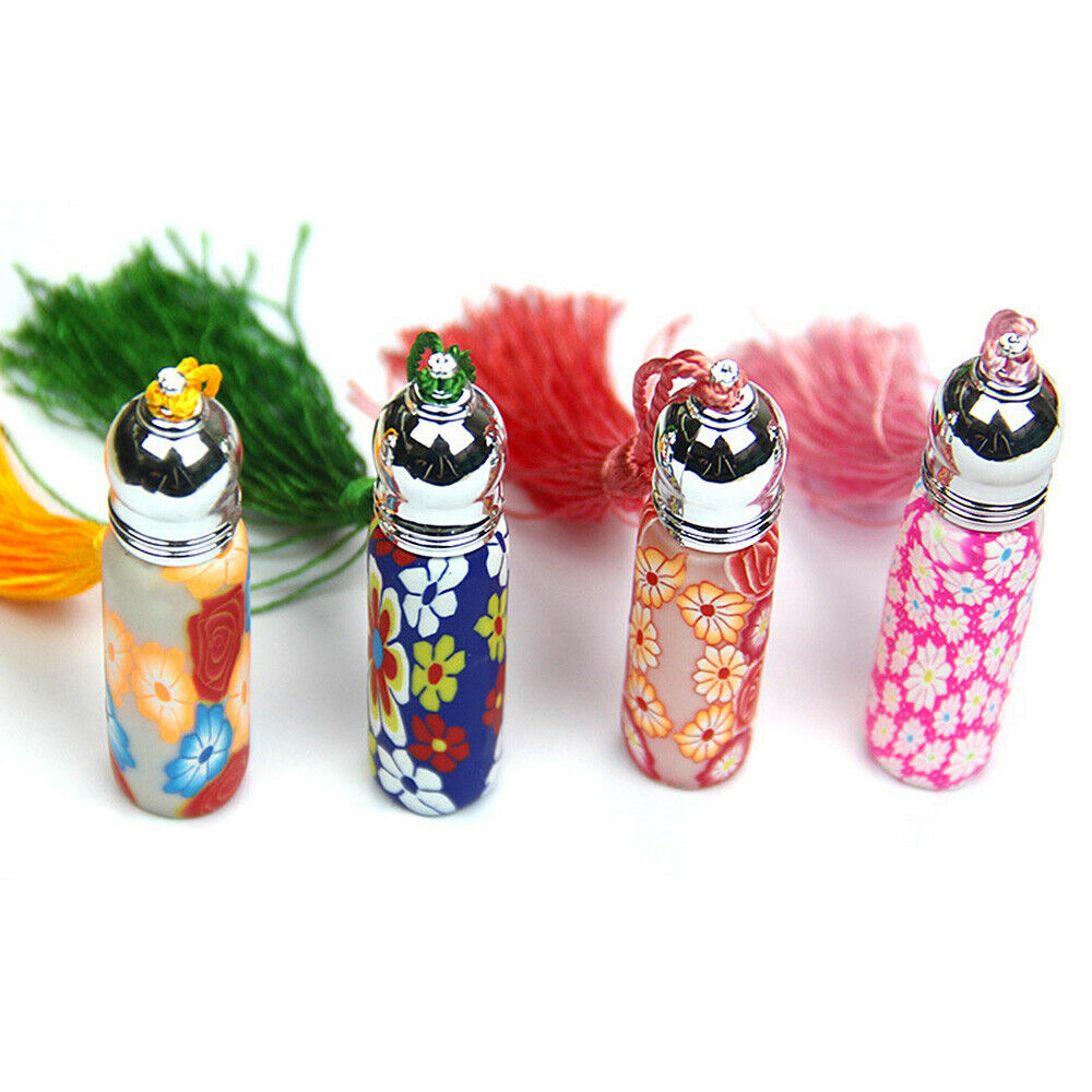 5Pcs 10ml Empty Glass Perfume Essential Oil Bottle Roll on Clay Sample Random