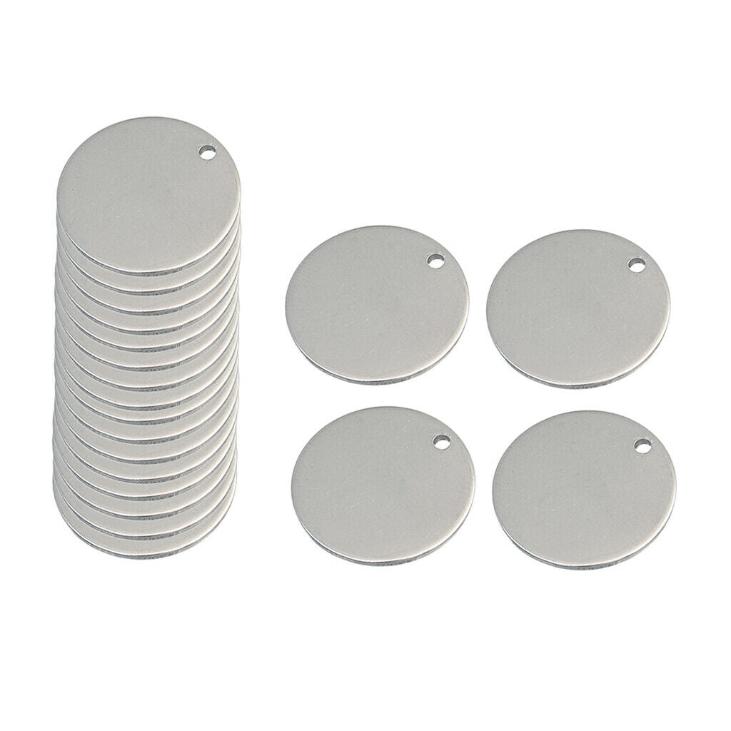 20x Metal Flat Coin Tags Round Circle Blank Coin Tag 8mm for Pendants Making