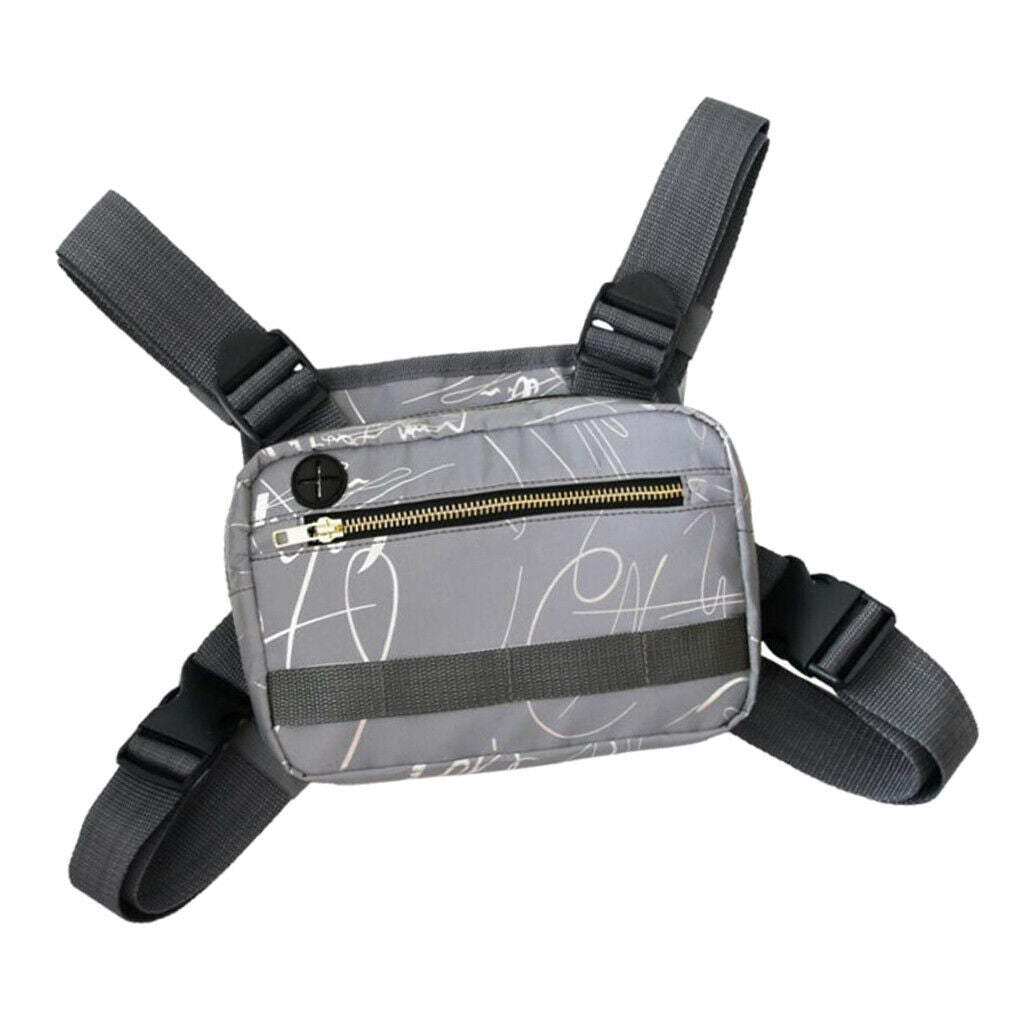 Waterproof Oxford Chest Bag Phone Water Bottle Holder Pouch Adjustable Gym Gray