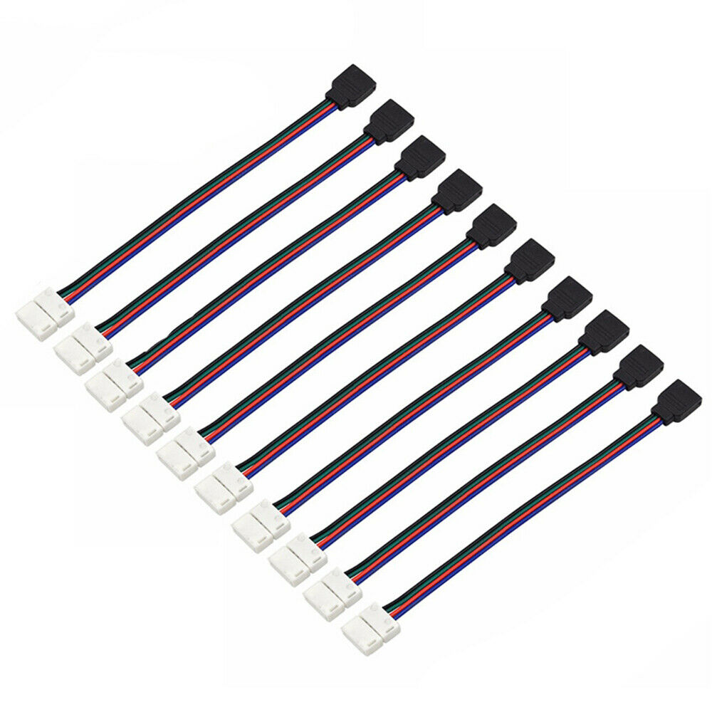 10 x 15cm 4 Pin 5050 3528 LED RGB Connector Extension Cable Wire LED Strip Clip